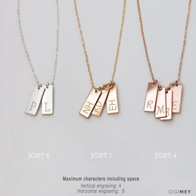 Multi tag necklace Sterling Silver, Gold Plated, Rose Gold • NBV16x6M