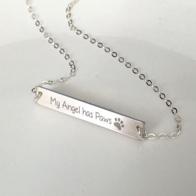 My angel has paws Necklace/Personalized Memorial Necklace/Pet memorial Necklace /Custom Message Necklace