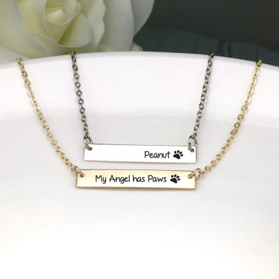 My angel has paws Necklace/Personalized Memorial Necklace/Pet memorial Necklace /Custom Message Necklace