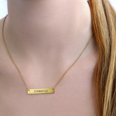 NAMEPLATE BAR,Gold Bar Necklace, INITIAL Bar, Name necklace, Valentines day, Horizontal bar pendant, Monogrammed bar, Gift for her