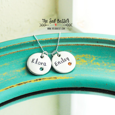 Name & Birthstone Necklace | Mother's Jewelry | Name Jewelry | Birthstone Necklace | Sterling Jewelry | Personalized Jewelry | Hand Stamped