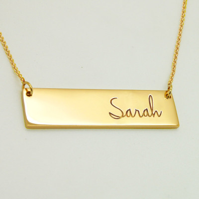 Name Bar Necklace, 18k Gold Personalized Bar Necklace, Anniversary Gift for Women, Mothers Bar Necklace, Anniversary Jewelry Mom Necklace