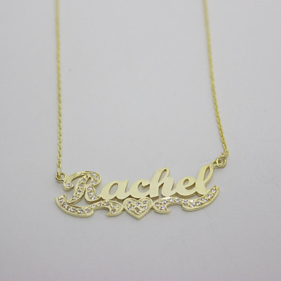 Name Necklace - Dainty Name Necklace with Heart - Gold Name Necklace - Personalized Necklace - Custom Name Necklace - - New Mom Gift