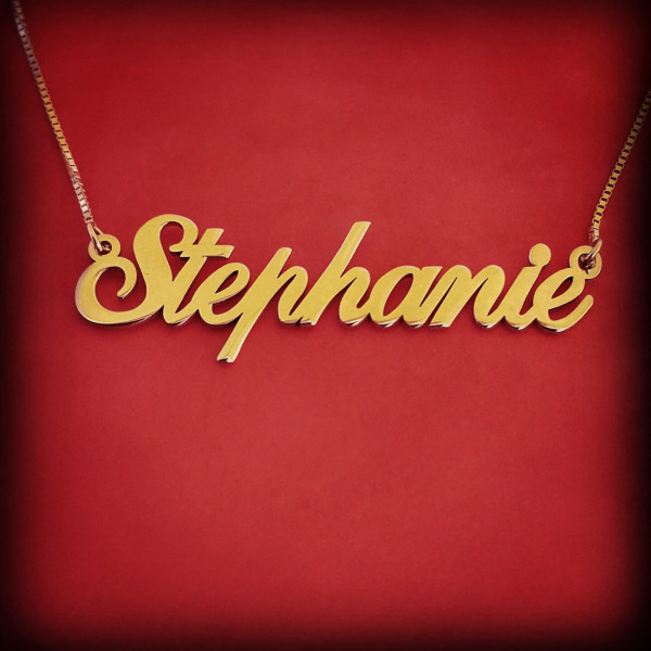 Name Necklace Gold name Chain Name Gold Nameplate Necklace Name Pendant Gold Nameplate Christmas Gift Stephanie Name Necklace Gold Necklace