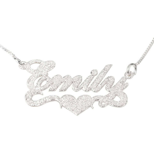 Name Necklace Jewelry Sterling Silver 925 Personalized Customized Sparkling Nameplate