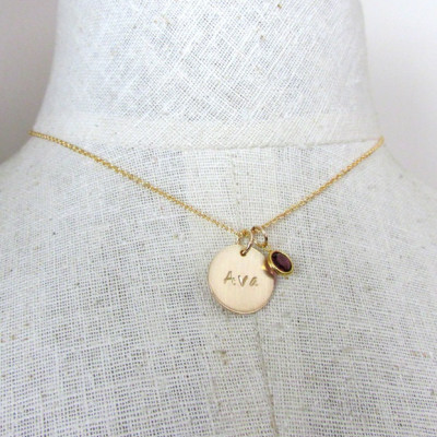 Name Necklace with Birthstone, Birthstone and Name Necklace, Gold Name Necklace, Personalized Name Charm, New Mom Necklace, New Mom Gift