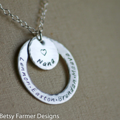 Nana Necklace - Grandma Necklace with Grandkids Names - Personalized Necklace - Sterling Silver - Christmas Gift by Betsy Farmer Designs