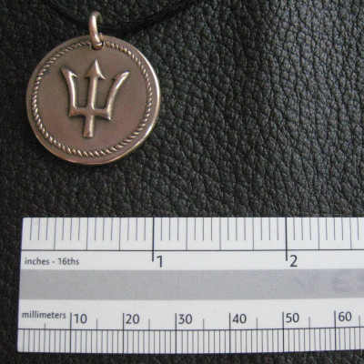 Neptune's Trident Medallion Pendant in Solid Bronze