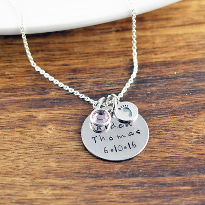 New Mom Jewelry, Baby Name Necklace, Mommy Necklace, Child Name, Baby Birth Necklace, Mommy and Me, Personalized Baby Name Necklace