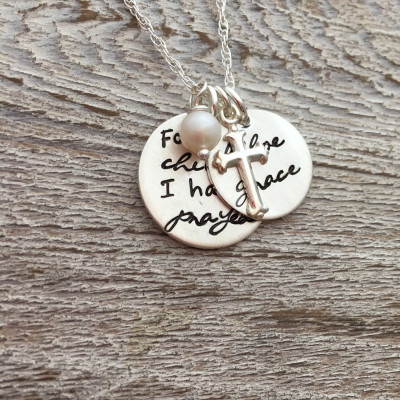 New Mom Necklace - For This Child I Have Prayed - Personalized Necklace - Mothers Necklace