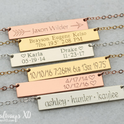 New mom necklace, Personalized Bar Necklace, Gold Bar Necklace, kids name necklace, mom gift, anniversary gift, custom necklace LA104