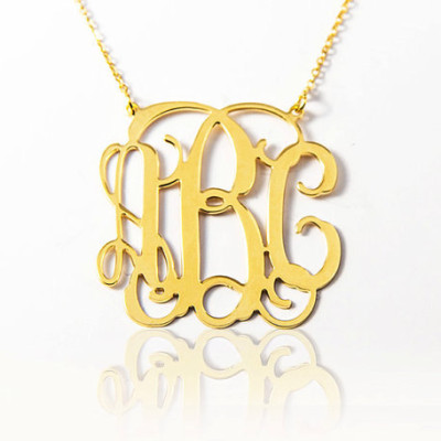 ON SALE 40% - Monogram necklace, Gold 18k, best seller, Large 1.5" Monogram Pendant, monogrammed silver necklace, HUGE Initial Monogram