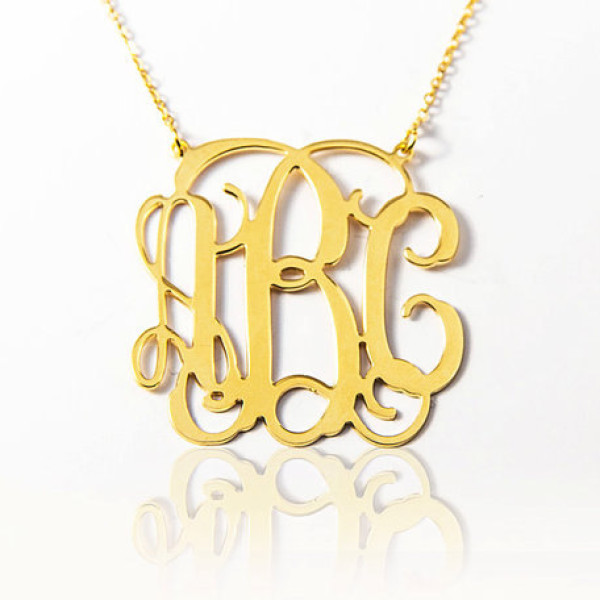 ON SALE 40% - Monogram necklace, Gold 18k, best seller, Large 1.5" Monogram Pendant, monogrammed silver necklace, HUGE Initial Monogram