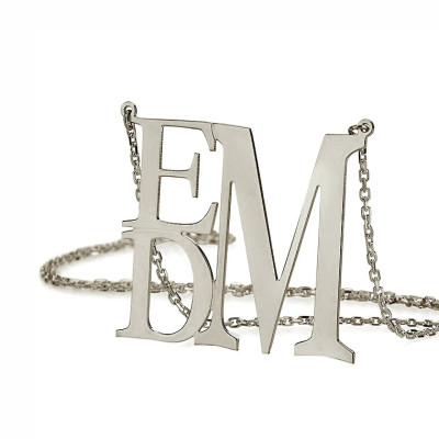 Oxidized 925 Sterling Silver Personalized 3 Initials Square Monogram Necklace - Monogram Necklace - Nameplate Necklace