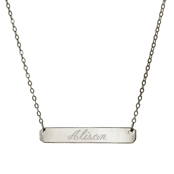 Oxidized 925 Sterling Silver Personalized Engraved Any Name NameBar Pendant - Nameplate Necklace - Engraved Necklace
