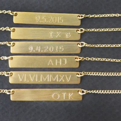 PERSONALIZED NAME NECKLACE, Gold Bar Necklace, Nameplate Engraved, Personalized Necklace, Initial, Monogram, Name, Jessica Alba, Girlfriend