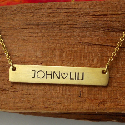 PERSONALIZED NAME NECKLACE, Gold Bar Necklace, Nameplate Engraved, Personalized Necklace, Initial, Monogram, Name, Jessica Alba, Girlfriend