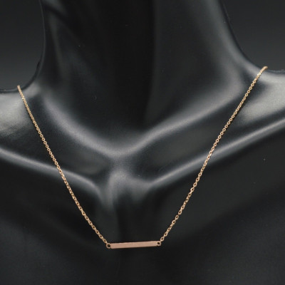 PM172 18k Solid Rose Gold Bar Necklace chain, Stick Bar Necklace