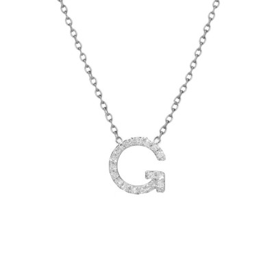 Pave diamond initial necklace
