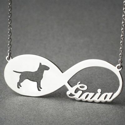 Personalised INFINITY BULL TERRIER Necklace - Bull Terrier necklace - Name Necklace - Memorial Necklace - Puppy - Dog Necklaces