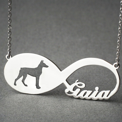 Personalised INFINITY DOBERMAN Necklace - Doberman necklace - Name Necklace - Memorial Necklace - Puppy - Dog Necklaces