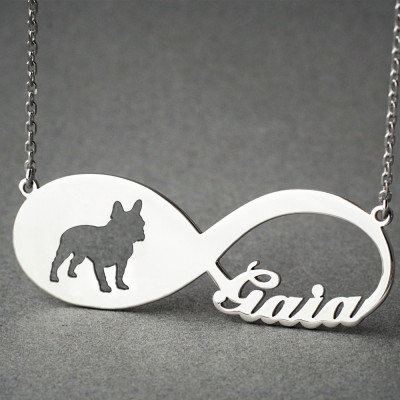Personalised INFINITY FRENCH BULLDOG Necklace - French Bulldog necklace - Name Necklace - Memorial Necklace - Puppy - Dog Necklaces