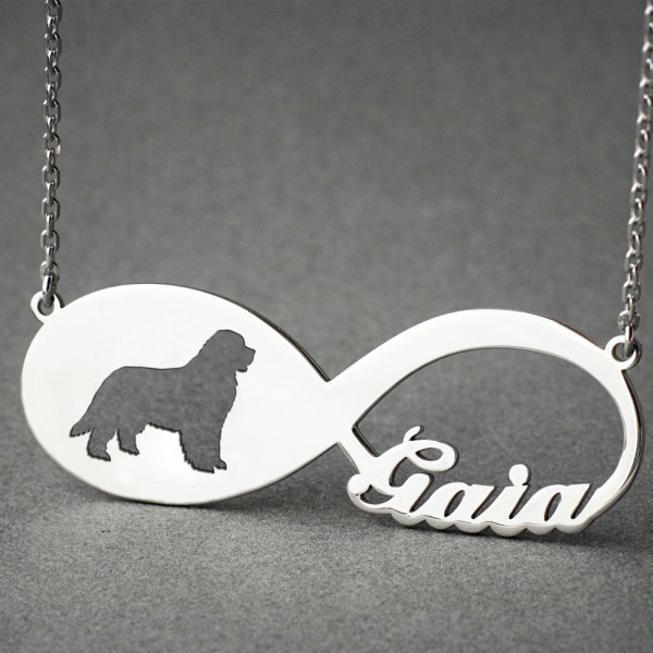 Personalised INFINITY NEWFOUNDLAND DOG Necklace - Newfoundland Dog necklace - Name Necklace - Memorial Necklace - Puppy - Dog Necklaces