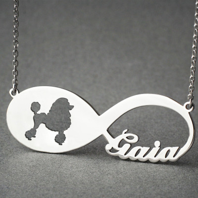 Personalised INFINITY POODLE Necklace - Poodle necklace - Name Necklace - Memorial Necklace - Dog Necklace