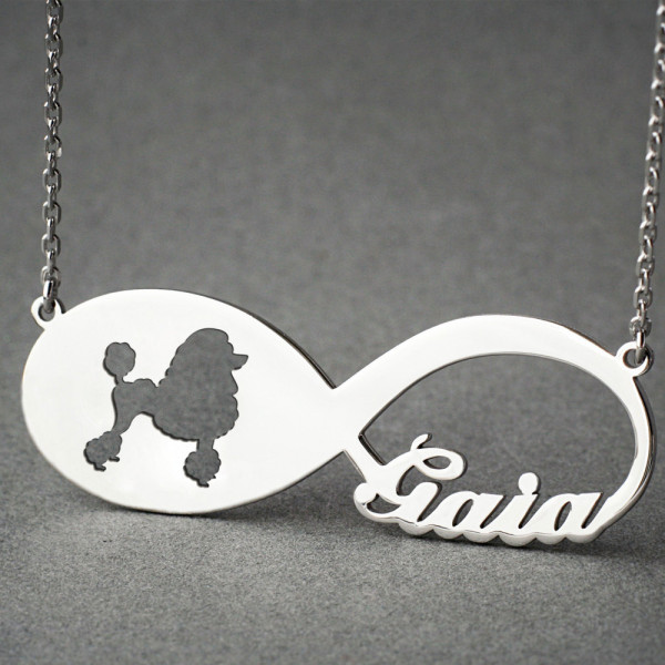 Personalised INFINITY POODLE Necklace - Poodle necklace - Name Necklace - Memorial Necklace - Dog Necklace