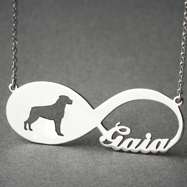 Personalised INFINITY ROTTWEILER Necklace - Rottweiler necklace - Name Necklace - Memorial Necklace - Dog Necklace