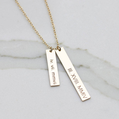 Personalized 2 pcs Bar Necklace, Coordinates Necklace, Gold Bar Necklace, Anniversary Gift, Bridesmaid Gift (OL 38.6-25.6 )