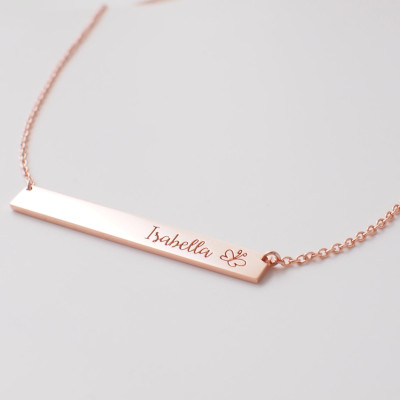 Personalized Bar Necklace - Custom Name Plate Necklace - Engraved Bar Necklace - Silver Gold Rose Gold Bar - PN10.40A