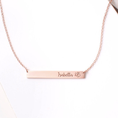 Personalized Bar Necklace - Custom Name Plate Necklace - Engraved Bar Necklace - Silver Gold Rose Gold Bar - PN10.40A