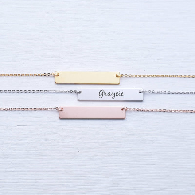 Personalized Bar Necklace Custom Name Personalized Necklace Wife Gift for Mom Rose Gold Silver Best Friend Gift for Friend 4