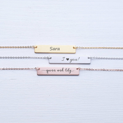 Personalized Bar Necklace Custom Name Personalized Necklace Wife Gift for Mom Rose Gold Silver Best Friend Gift for Friend 4