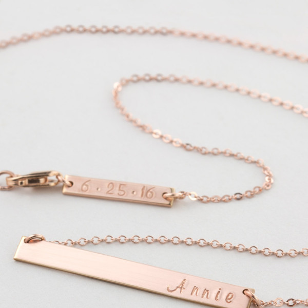 Personalized Bar Necklace, Rose Gold, Silver or Gold Plated / Bridesmaid Necklace Gift / Perfect Bar, LN140_35_H with ADD-ON Tag LA130_16_B