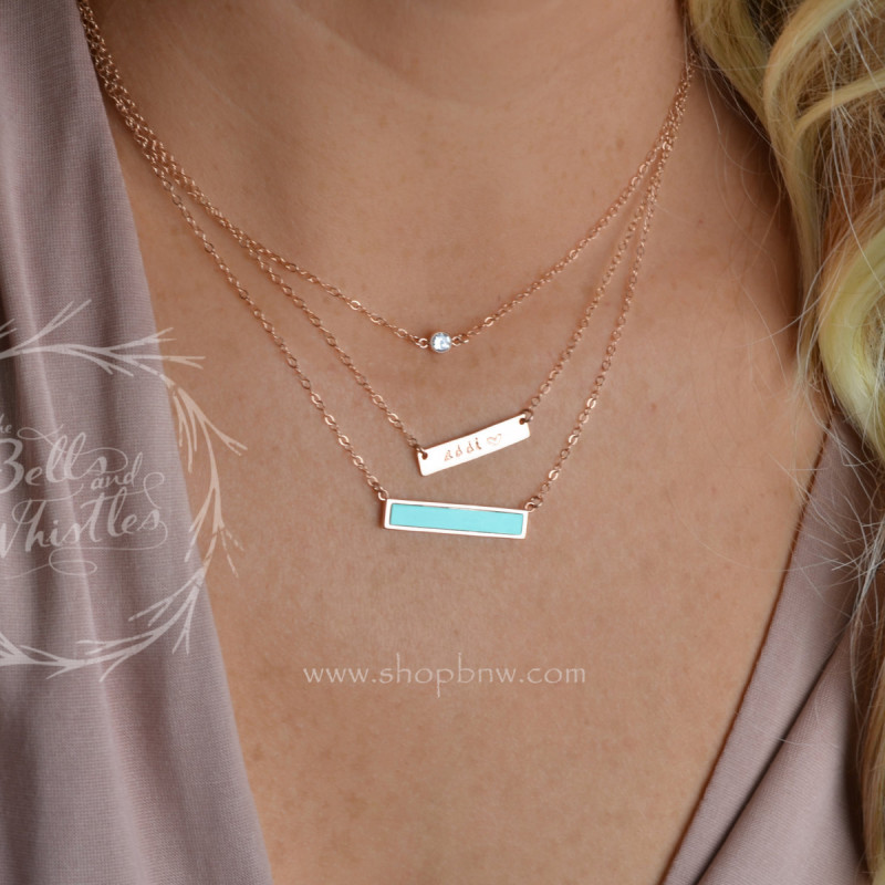 personalized bar necklace with diamond