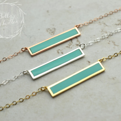 Personalized Bar Necklace, Turquoise bar, Turquoise necklace, tiny diamond, diamond necklace, custom necklace, layering necklace