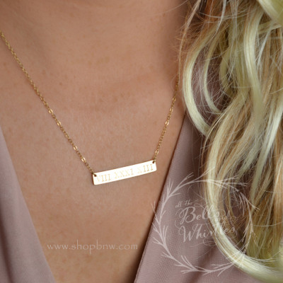 Personalized Bar Necklace, gold bar necklace, arrow necklace, mother necklace, mom gift, bridesmaid gifts, cancer necklace LA104
