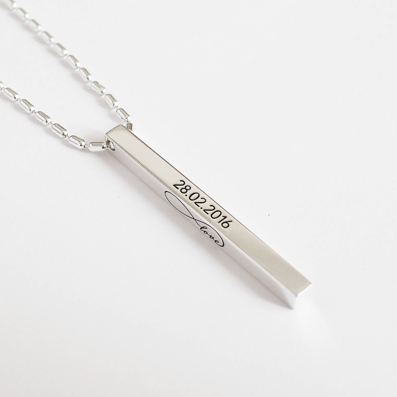 Personalized Bar Necklace Custom Necklace chain 18 inch Charm Jewelry Gift for Women and Men 