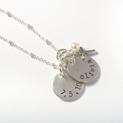 Personalized Confirmation Gift, Personalized First Communion Gift, Personalized Baptism Gift, Date and Name Necklace, 1st Communion Necklace
