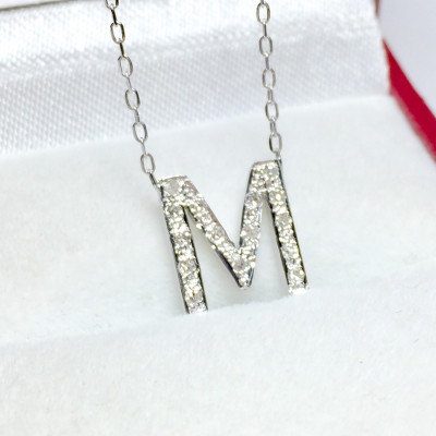 Personalized Custom 18kt Gold Diamond A-Z Initial Necklace, Bridesmaid Gift, Uppercase/Capital Letter, Letter Necklace, Gift For Her