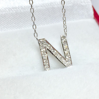 Personalized Custom 18kt Gold Diamond A-Z Initial Necklace, Bridesmaid Gift, Uppercase/Capital Letter, Letter Necklace, Gift For Her