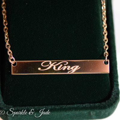 Personalized Engraved Bar Pendant Necklaces - 3 Sizes - 10k or 18k White Yellow Gold or Sterling Silver