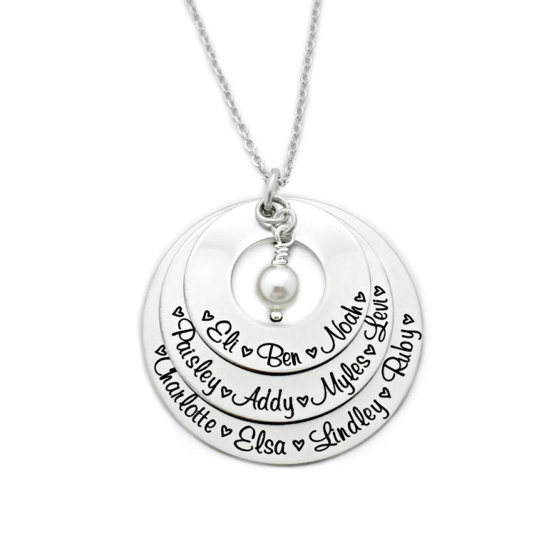 Grandma Mother Personalized Grandama Necklace with Engraved Big Family Names,Gifts for Her 