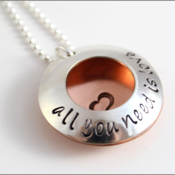 Personalized Family Necklace | All You Need Is Love, Locket Necklace, Beatles Jewelry, Custom Family Necklace, Necklace with Childrens Names