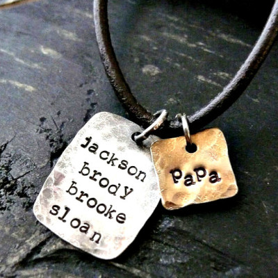 Personalized Fathers Gifts - Fathers Personalized Necklace - Mens Personalized Necklace - Mans Hand Stamped Necklace