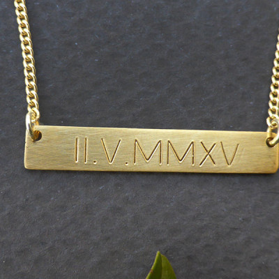 Personalized GOLD BAR Necklace / His and Her Initial or name Necklace / Heart Stamp Necklace