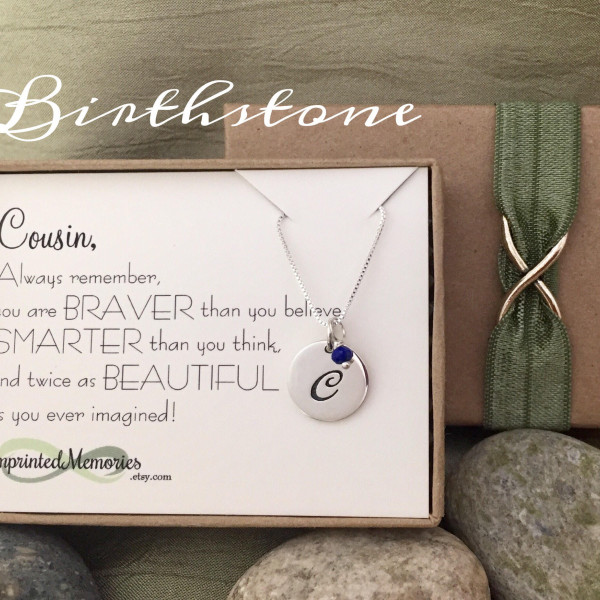 Personalized Gift for Cousin gift - Birthday Gift for Cousin - Sterling Silver Birthstone - Inspirational necklace for niece Graduation gift