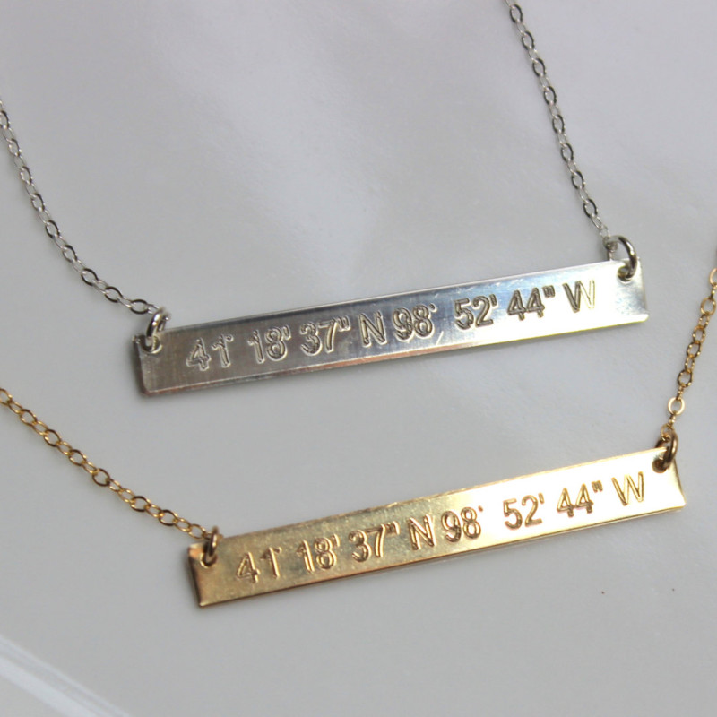 mothers bar necklace with children's names